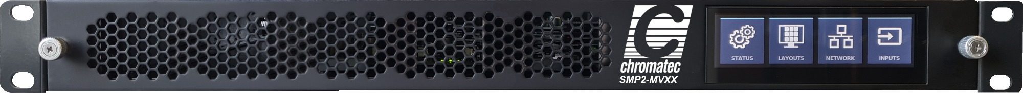 Chromatec SMP2 Multiviewer The image shows the front panel of an SMP2 multiviewer which is designed for maximum layout flexibility